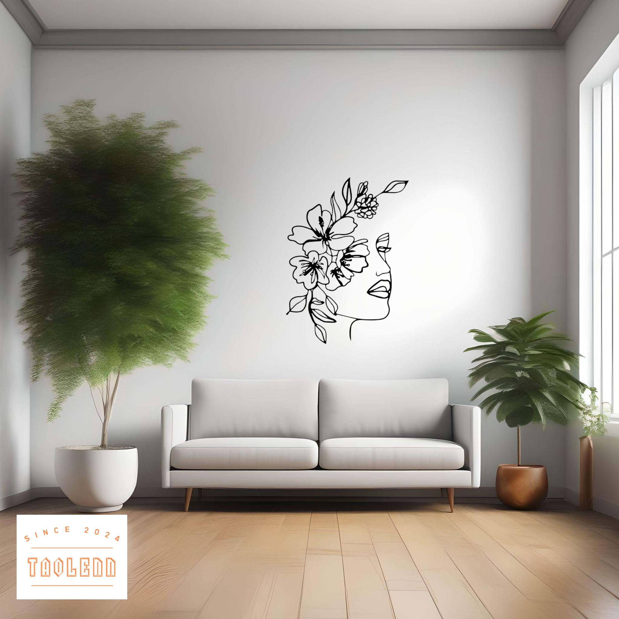 Visage de femme fleuris - Décoration Murale en Aluminium